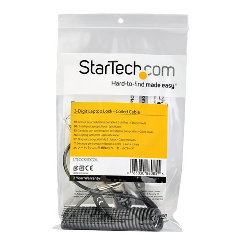 StarTech 6ft (1.8m) Self-Coiling Laptop Cable Lock