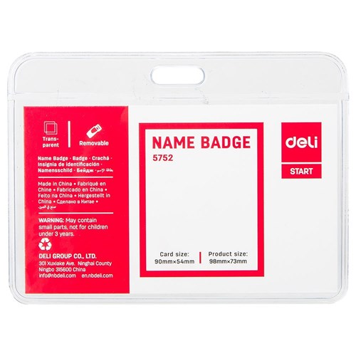 Deli Name Badge 5752 Card Holders with Clips 90x54mm 50 PCS/Box_1 - Theodist