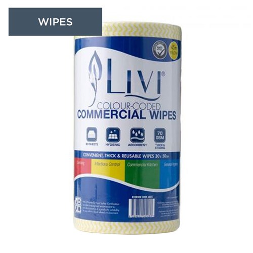 Livi Cloth Wipes Yellow Antibacterial 90 Sheets