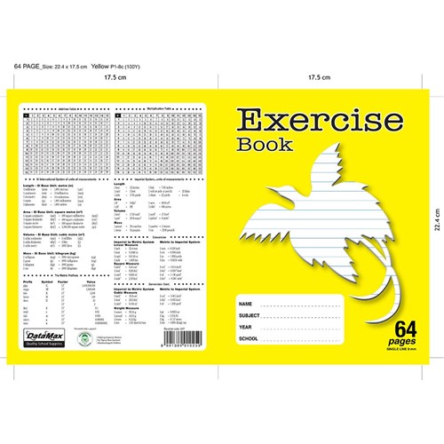 DataMax 64 Page Exercise Book, Yellow_1 - Theodist