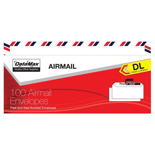 DataMax 65200 DL Airmail Envelopes 110x220mm 100 Pack - Theodist