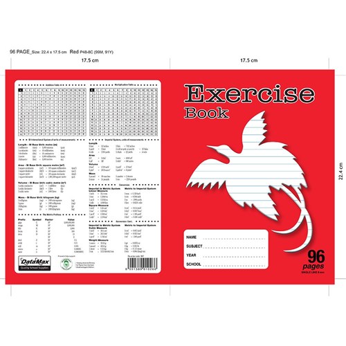 DataMax 96 Page Exercise Book, Red_1 - Theodist