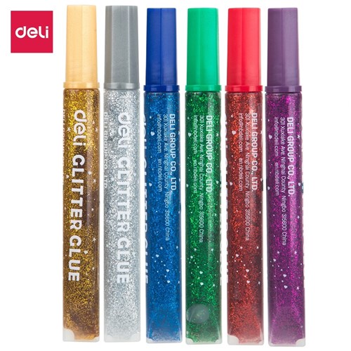 Deli A71101 Glitter Glue Classic 6 Colours Rubes 12mL Explora Lara & Roxy - Theodist
