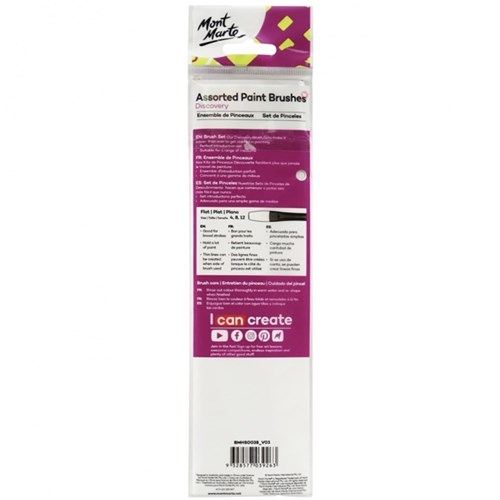 Mont Marte Discovery Assorted Paint Brushes 3pc