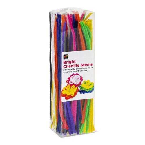 Educational Colours Chenille Stems Bright 30cm Packet 200