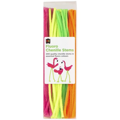 CHENILLE STEMS / PIPE CLEANERS FLUORO PKT / 200