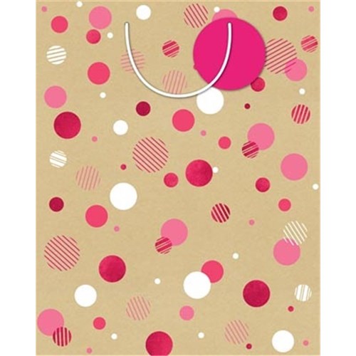 Artwrap E5926 Polka Dots Pink Large Gift Bag 255x127x320mm - Theodist