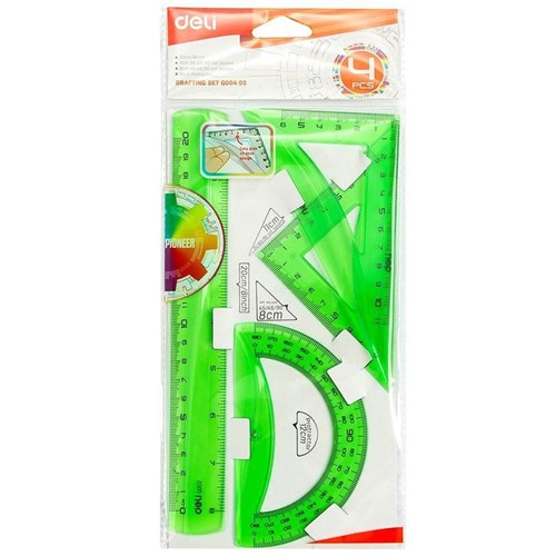 Deli G00402 Ruler Set 4 Pack_2 - Theodist