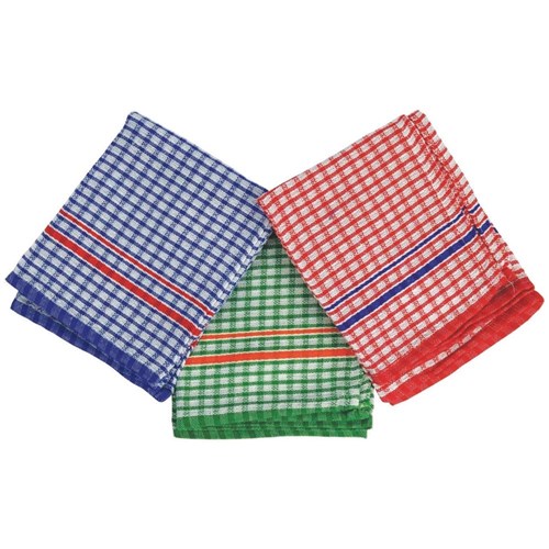 Italplast Tea Towels Cotton 60cm x 40cm Pack of 3 Assorted Colours