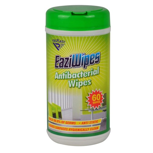 Italplast Eaziwipes Antibacterial Disposable Wipes Tub of 60