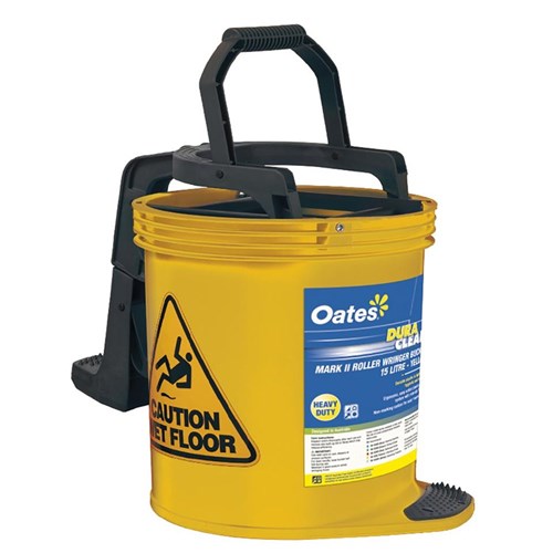 Oates IW008 Duraclean Plastic Mark II Roller Wringer Bucket 15L Yellow - Theodist