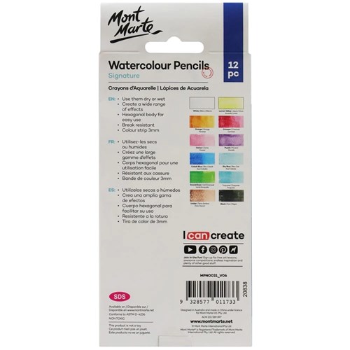 Mont Marte MPN0031 Watercolour Pencils 12pc_2 - Theodist