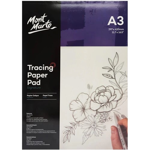 Mont Marte Tracing Paper Pad 60gsm 40 sheet A3