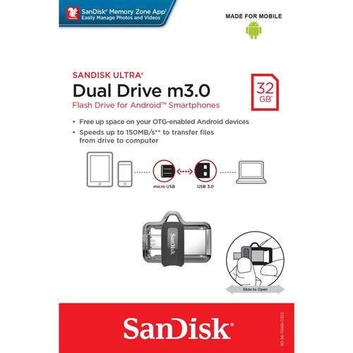 SanDisk 32GB Ultra Dual m3.0 USB 3.0 / micro-USB Flash Drive