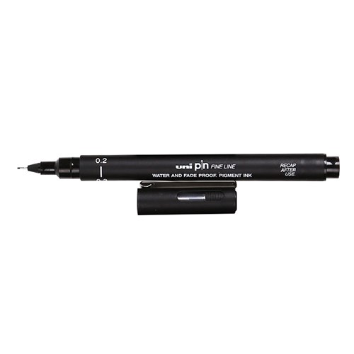 Uni-Ball Pin Fine Line 0.2mm Felt-Tip Pen, Black | Theodist