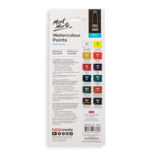 Mont Marte PMHS0027 Watercolour Paints Signature 12mL x 12pc_3 - Theodist