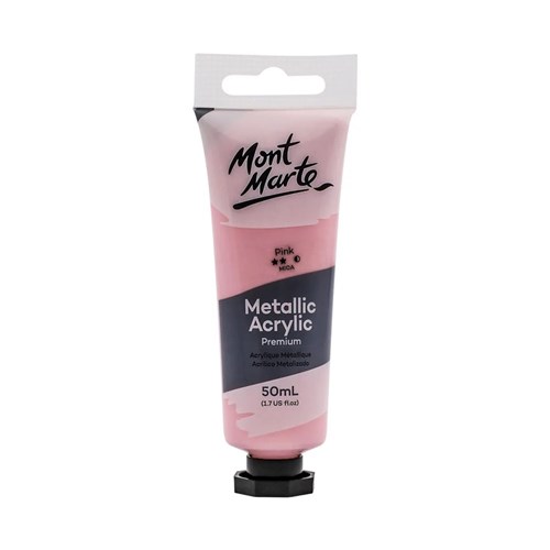 Mont Marte Metallic Acrylic Paint Tube Premium 50ml - Pink
