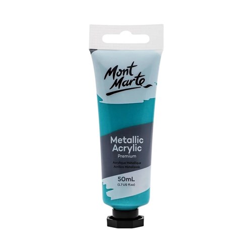 Mont Marte Metallic Acrylic Paint Tube Premium 50ml - Phthalo Green - Theodist