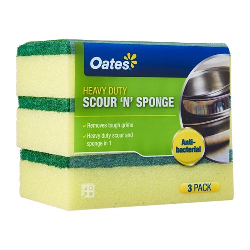 Oates Durafresh Antibacterial Scourer Sponge Pack 3
