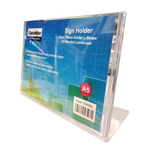 DataMax SHA5SL Sign Holder A5 L-Shaped Landscape - Theodist