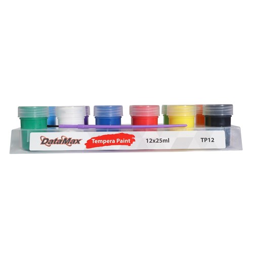 DataMax Tempera Paint Washable 25ml Assorted Pack of 12