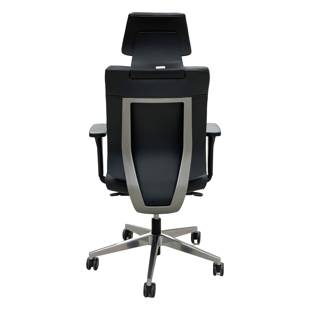 Executive Chair Modern High Chair PU Dark Grey Back Frame Black